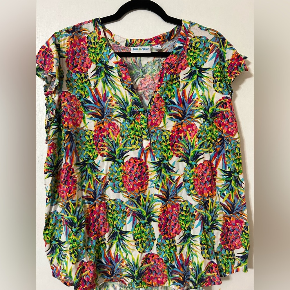 Tropical Pineapple Print Women's Blouse
